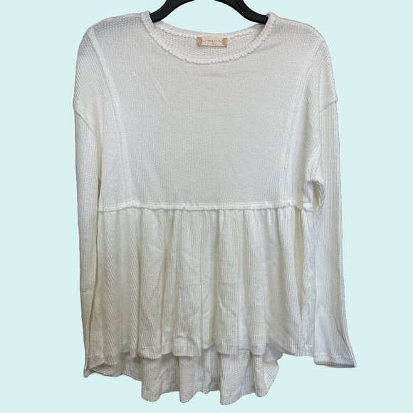 Altar'd State Mira Thermal Babydoll Top in Ivory, Size XS - Picture 1 of 6